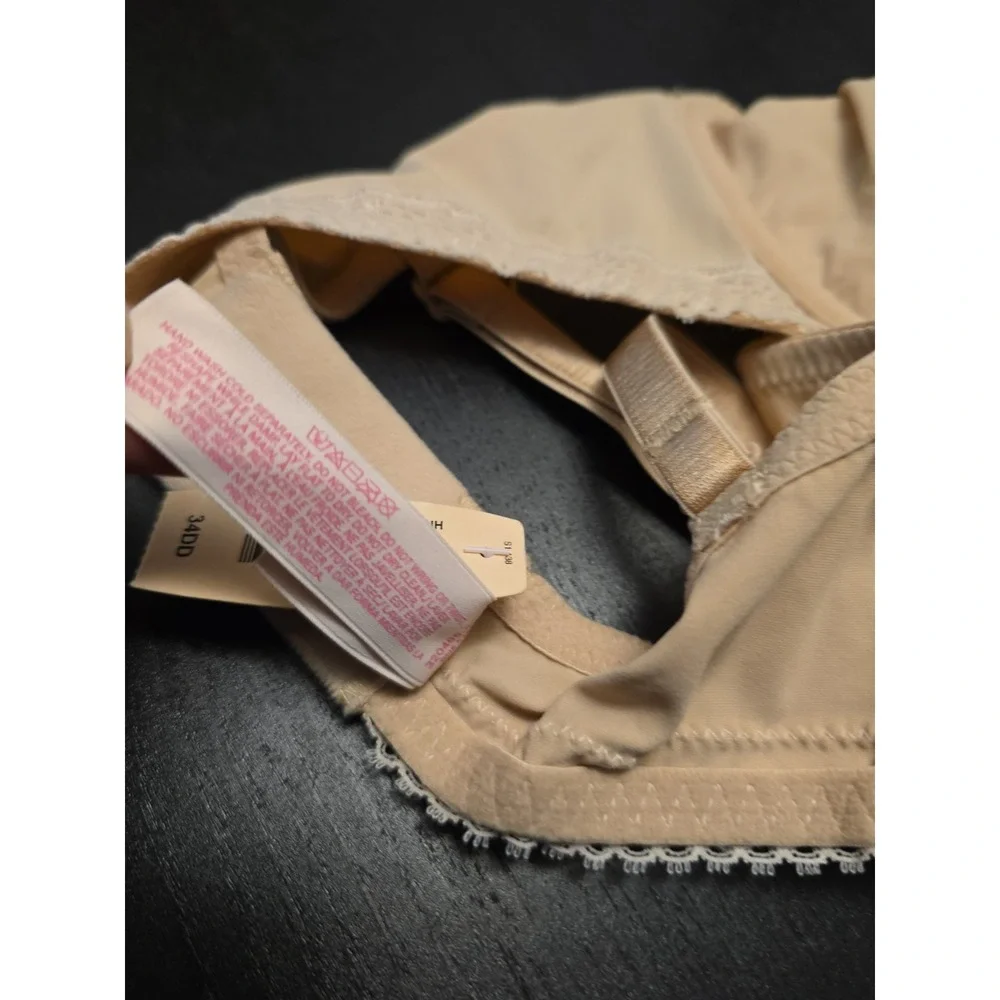 NOS 2014 Victorias Secret Women Unlined Demi Bra 34DD Nude Beige Lace Trim Comfy